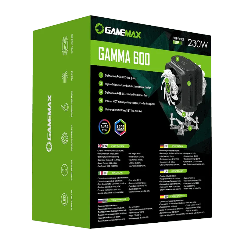 فن خنک کننده پردازنده گیم مکس مدل Gamemax Gamma 600
