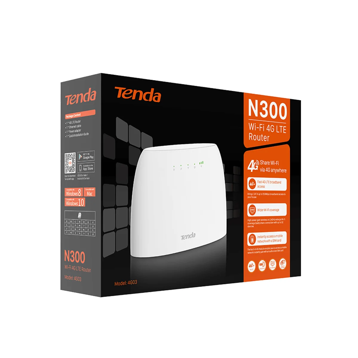 مودم-روتر تندا Tenda 4G03 N300 Wi-Fi 4G LTE Router