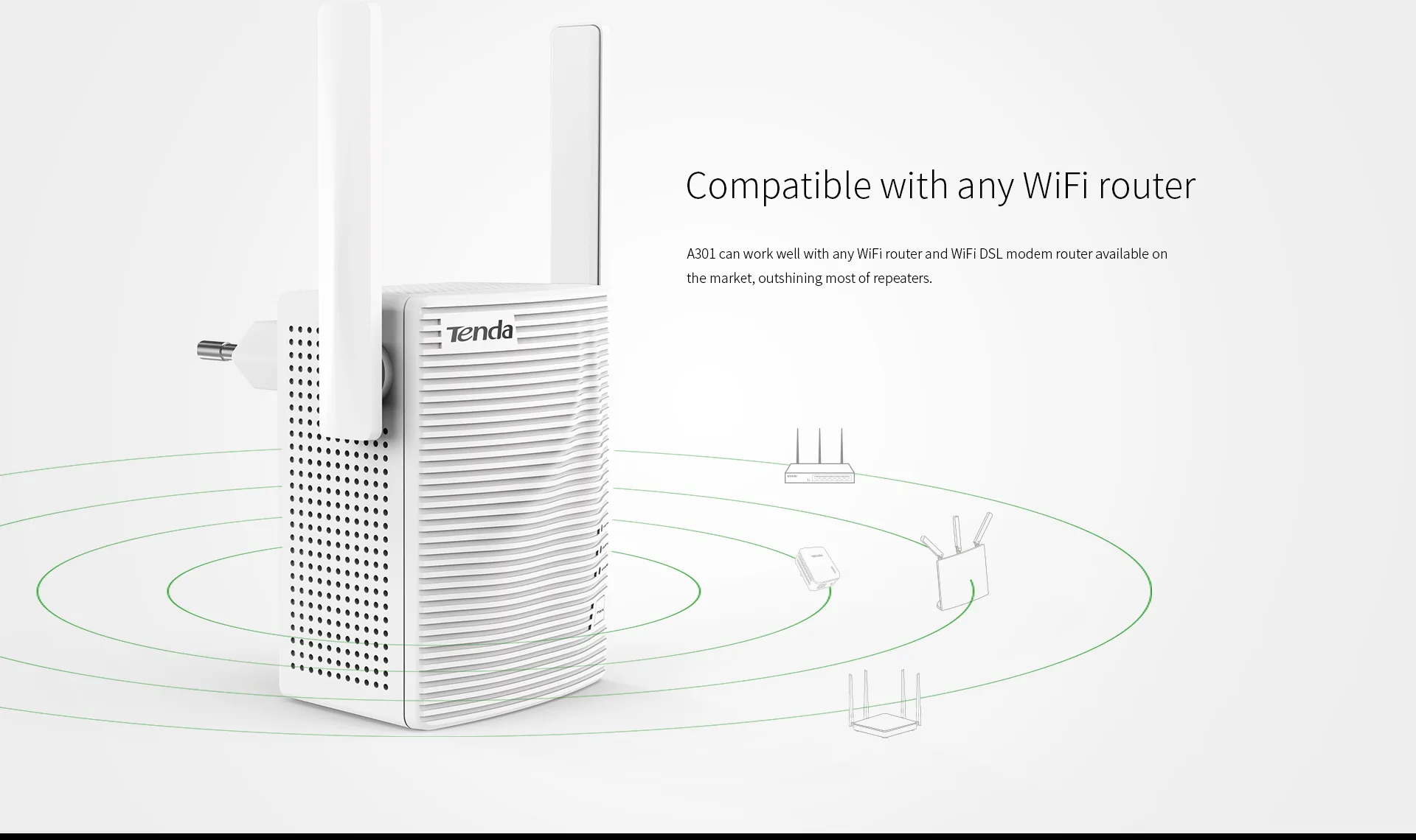 تقویت کننده Wi-Fi تندا مدل Tenda A301 300Mbps WiFi Repeater