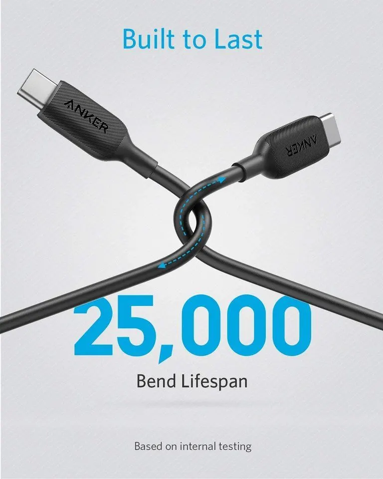 کابل USB-C به USB-C انکر 0.9 متر مدل Anker Powerline III 0.9m USB-C to USB-C 60W Cable (A8852)