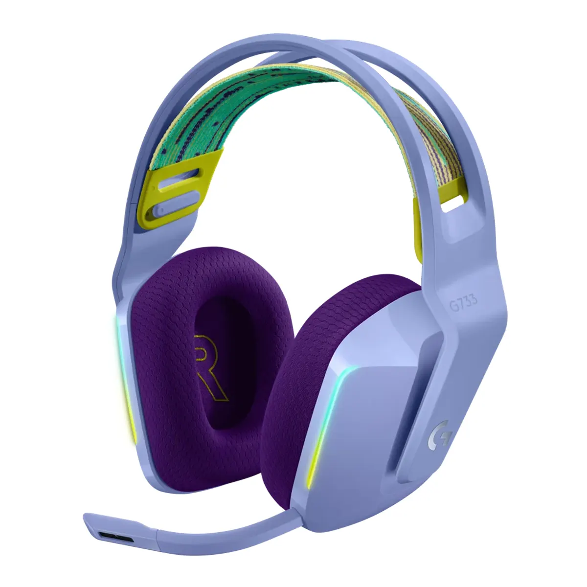 هدست گیمینگ بی سیم لاجیتک Logitech G733 Ultra-Lightweight Wireless Gaming Headset رنگ یاسی (1)