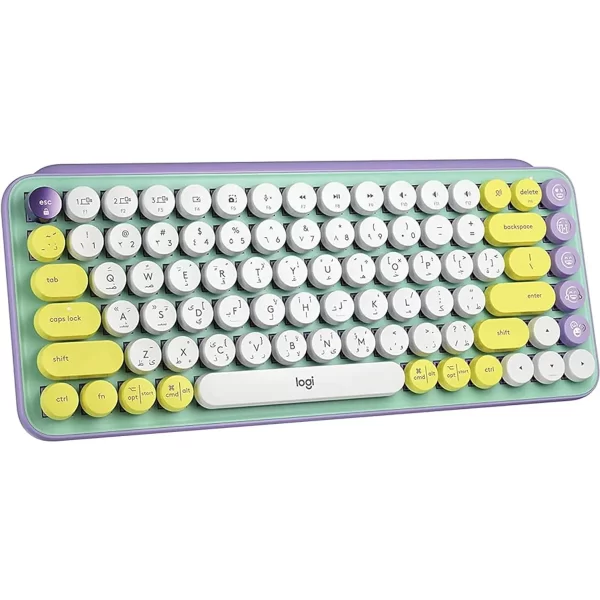 کیبورد بی سیم لاجیتک مدل Logitech POP Keys Wireless Mechanical Emoji Keyboard Daydream (Arabic)